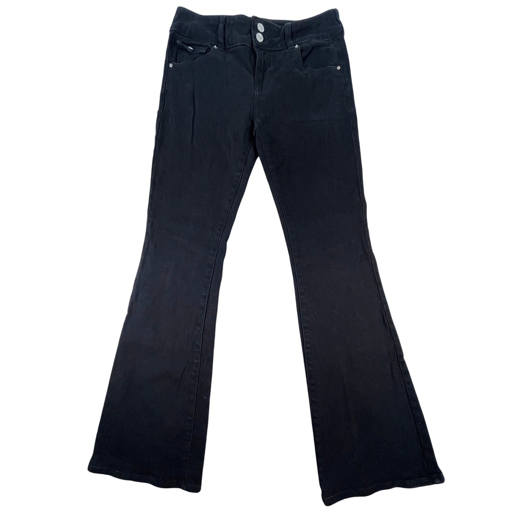 PacSun Jeans Women 27 Black Stretch Low Rise Bootcut Double Button Denim Flare